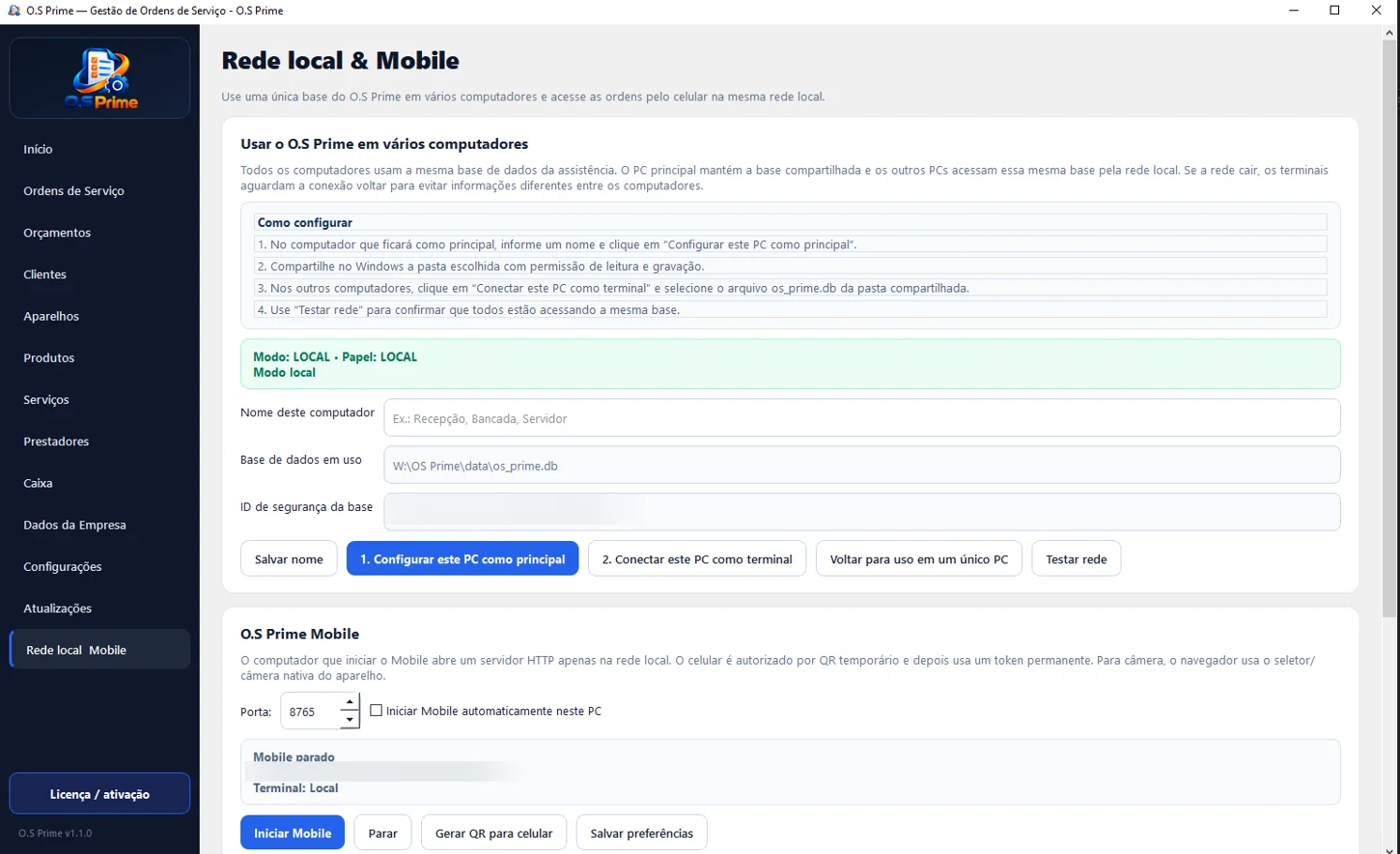 Configure o acesso em vários computadores e habilite o celular.